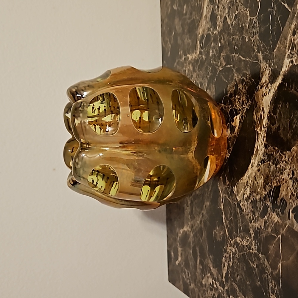 Vintage Waterford Evolution Golden Amber/Green 5" Vase Mid Century Collection